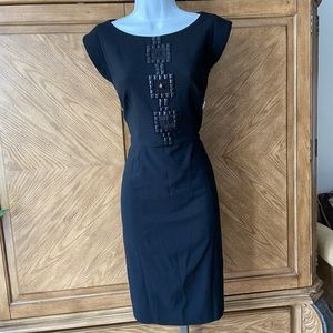 Kenneth Cole black studded sheath midi dress